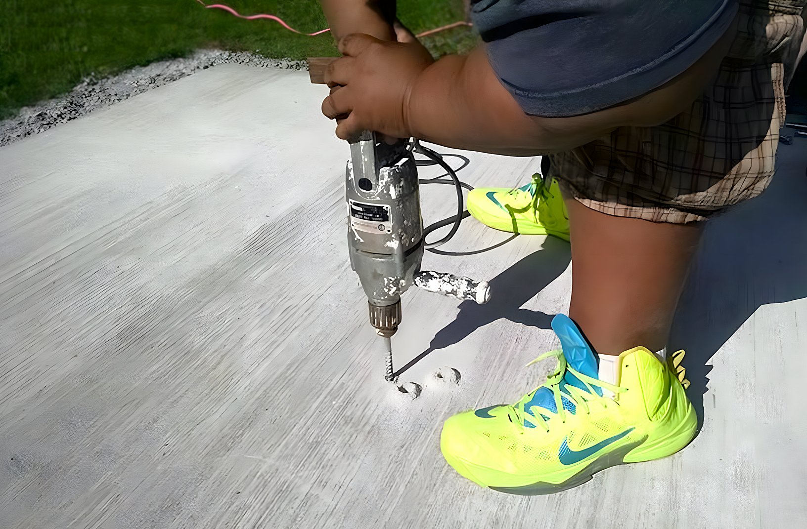 Leo'el drilling pilot holes for the bolts